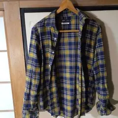 SHIPS 長袖ネルシャツ 青黄チェック
