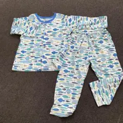 魚総柄　ロールアップ長袖パジャマ　110サイズ