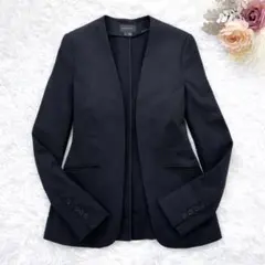 セオリー ノーカラージャケット オフィス フォーマル リネン ブラック S