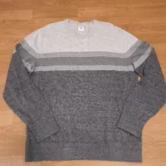 GAP グレー ストライプ ニットセーター L