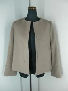 カシミヤ ノーカラージャケット