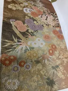 花柄刺繍 袋帯 絹製