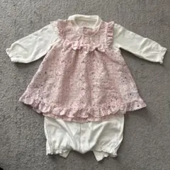 ピンクレース付きロンパース 50~70cm
