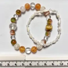 タイガーアイのデザインブレス　シェルのブレス　2本セット売り　天然石