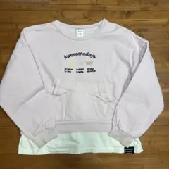 長袖　ロンT 裏毛　春秋冬　150 ピンク　ちょう　重ね着