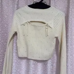 pomme d'amour ライトストーンフレアニット