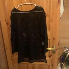 メッシュ ブラック 長袖 トップス L