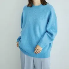 美品✨ROPE' ロペ アルパカ ブレンド クルーネック ニット サックスブルー