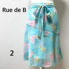 リューデベー　花柄スカート　シフォン　フラワー　膝丈　キレイめ　水色　夏　Mのサムネイル