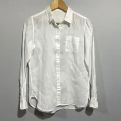 無印良品　麻　長袖シャツ　Mサイズ　レギュラーカラー　ホワイト　春夏　美品