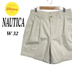 NAUTICA　チノショーツ　ハーフパンツ　ツータック　アイボリー　W32のサムネイル