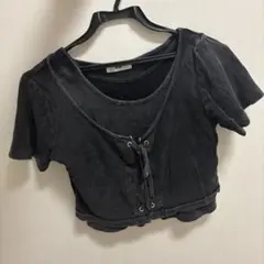 【未使用品】ヴィンテージライクレースアップTシャツ　WEGO