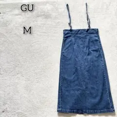 ジーユー 【M】 サスペンダー付き デニム ナロースカート ボトムス 無地