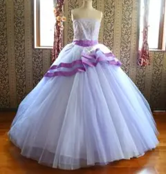 淡いパープル系の美しい高級ウエディングドレス9号11号M~Lサイズカラードレス紫