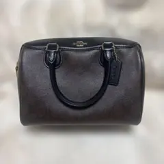 美品 COACH コーチ ミニボストンバッグ ブラック ブラウン