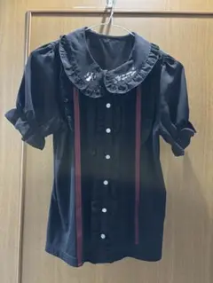 アクシーズファム 黒のフリルブラウス Mサイズ