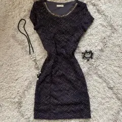 レース パーティードレス お呼ばれ タイト ワンピース ビジュー 半袖 ミニ