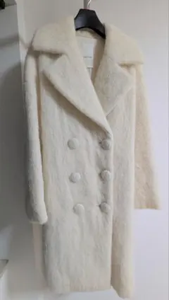 BABYLONE ダブルブレスト ロングコート ホワイト