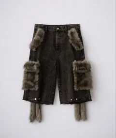 k*s様 GRANCY ファーポケットデザインハーフデニムカーゴパンツ