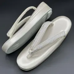 【152】高級草履 1の3枚芯 佐賀錦鼻緒 ×白金地 フリーサイズ 特別価格