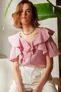 新品☆Estella K ストライプ Tシャツ 半袖 トップス Freeのサムネイル