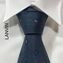 TG3204 LANVIN パターン柄 ストライプ シルク ネクタイ フランス製