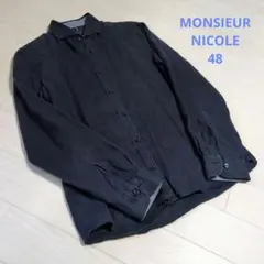 MONSIEUR NICOLE　 ダークネイビー リネン長袖シャツ 48