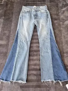 moussyブーツカットデニム・フレアデニム（ライトブルー/ダークブルー）