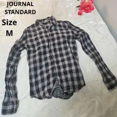 【オシャレ⭐JOURNAL STANDARD】こげ茶　白　チェックシャツ　M