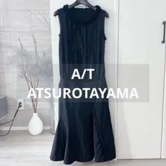 美品✨A/T アツロウタヤマ ワンピース フリル ノースリーブ ブラック 黒 膝のサムネイル