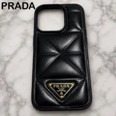 PRADA iPhone14Pro ケース レザー キルティング 黒 プラダのサムネイル