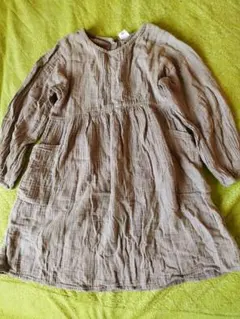 薄茶色 綿100% ワンピース 110 長袖