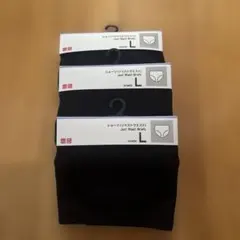 Lサイズ★ユニクロ　ショーツ　ジャストウエスト　 ブラック　3枚セット