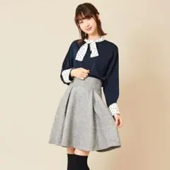 titty&Co. ツイードフレアスカート グレーのサムネイル
