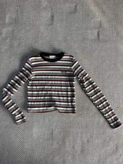 ストライプ クロップドトップス ミニ丈