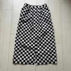 美品✨コムデギャルソン 市松チェッカー柄フロントボタン ロングスカート ブラックのサムネイル
