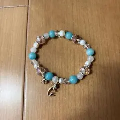 アリエル　リトルマーメイド　チャーム付きブレスレット　水色　ピンク　パール