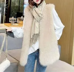 ファー ロングベスト ファーベスト ベストジレ 羽織 アウターフェイクファー