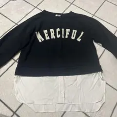 裾シャツ風 スウェット 黒 トレーナー