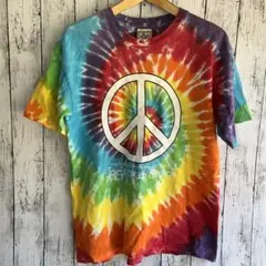 AIORE 90sタイダイ　ビンテージピースマークTシャツ　サイケデリック