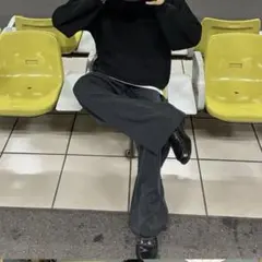 yolo ピンストライプワイドパンツ グレー