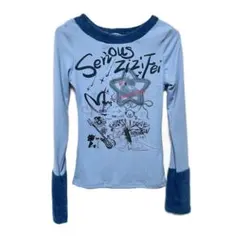 y2k 平成ギャル　人像柄長袖カットソー　星柄ニットシャツ　00s