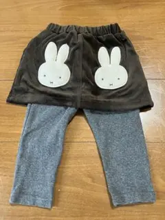 【美品】petitmain ミッフィーモチーフ付きスカッツ　80 あったか　秋冬