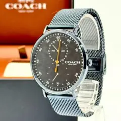 美品 稼働品 COACH コーチ 腕時計 スモセコ 黒文字盤 クォーツ 箱付きのサムネイル