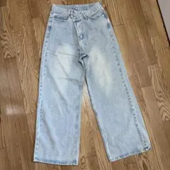 INGNI ライトブルー アシンメトリー ワイドデニムパンツ