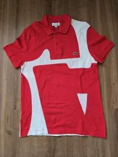 LACOSTE レッド ホワイト ポロシャツ M