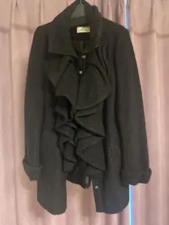 ☆la belle Etude☆フリル付き黒ラメコート