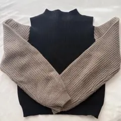 カットリーブニット　オフショルダー ニット トップス　MURUA