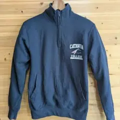 【店舗放出品】Champion ハーフジップ スウェット 紺 カレッジ系 M相当