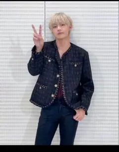 テテ、V着用 untage ツイードジャケット M 韓国 テテ、V着用 untage ツイードジャケット M 韓国 - メルカリ